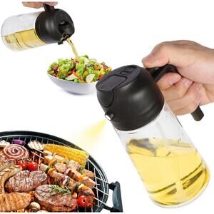 YARRAMATE Oil Sprayer for Cooking, 2 in 1 Olive Oil Dispenser Bottle In Black